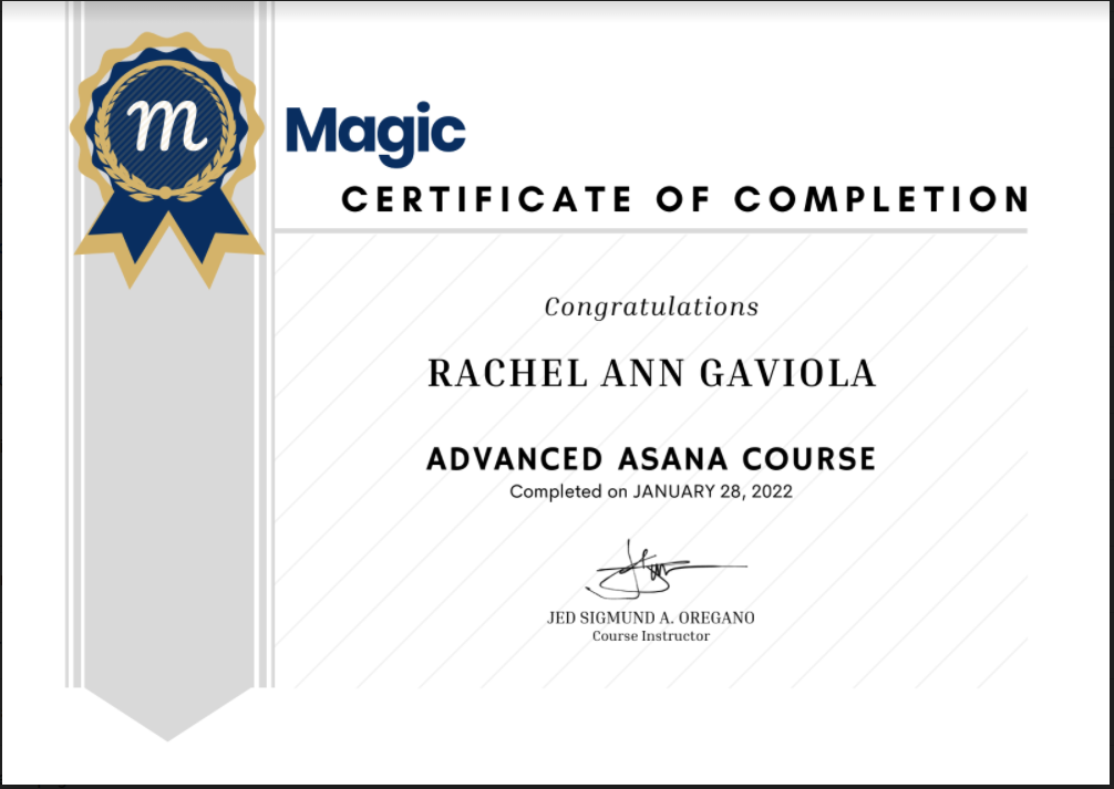 Advanced Asana Certificate